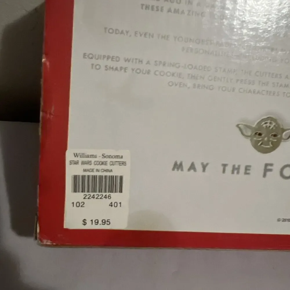 Williams Sonoma STAR WARS Cookie Cutters Set of 4 NWT YODA DARTH BOBA FETT